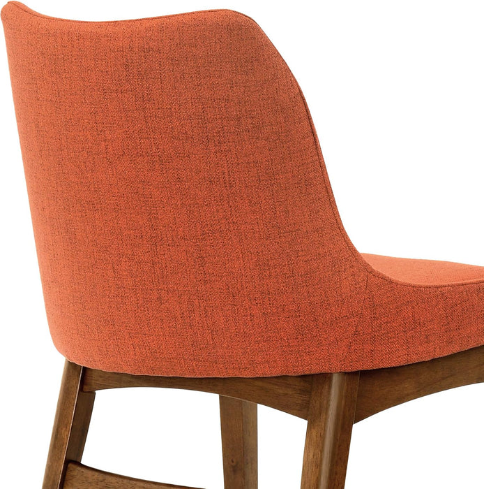 Azalea Orange Fabric and Walnut Wood Dining Side Chairs - Set of 2