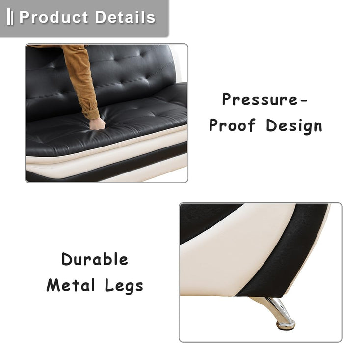 Living Room Sofa Set Leather Couch and Loveseat for Living Room, Living Room Couch Set, Sofa for Bedroom, Apartment, Living Room Furniture Sets (Black&White, Sofa+Loveseat)