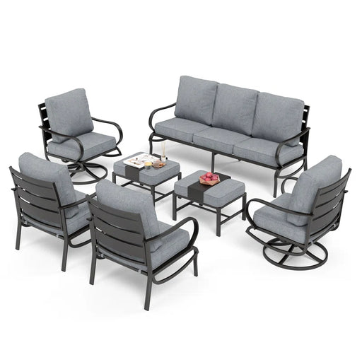 Tapasi 9 - Person Patio Conversation Set with Swivel Lounge Chairs & Optional Firepit Table