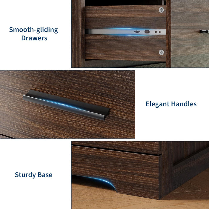 6 Drawer Dresser for Bedroom, Chest of Drawers, Walnut