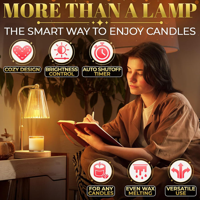 Adjustable Candle Lamp Warmer with Timer & Dimmer – Brightness Flameless Lamp Candle Warmer for Jar Candles – Elegant Valentine'S Day Gifts, Birthday Gifts for Women, and Presents for New Home