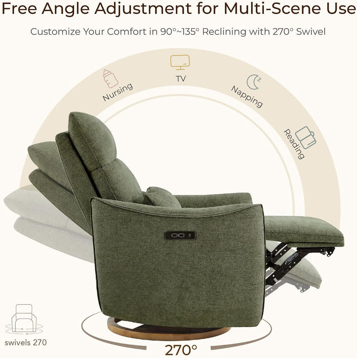CHITA Power Swivel Glider Recliner Chair, Nursery Glider, Moss Green