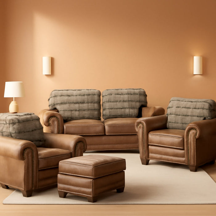 Model 8500-90K Deer Teal Lodge 4-Piece Living Room Set, Brown