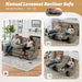 Manual Reclining Sofa with 2-Layer Cushion, Home Theater Seat Reclining Couch with Hidden Drawers & Phone Holder, RV Wall Hugger Recliner Sofa with 3 Seater & Console (Gold, 77‘’)