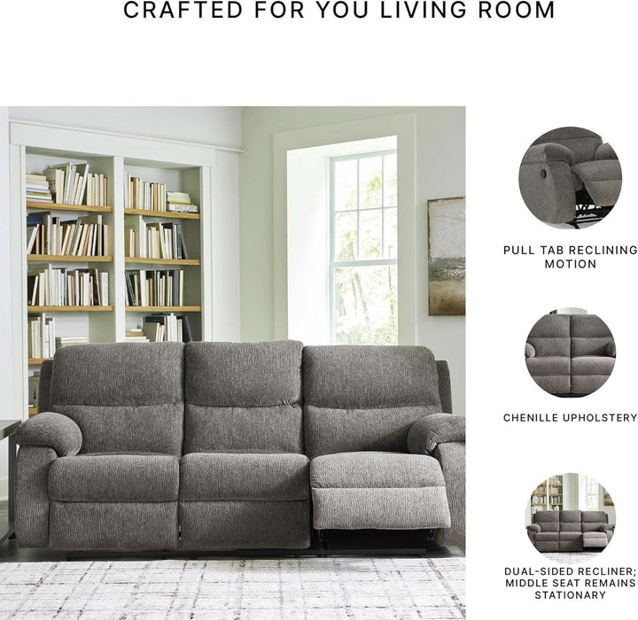 Scranto Contemporary Manual Reclining Sofa, Gray