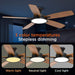 52 Inch Ceiling Fans with Lights,Remote Control Multifunctional Quiet Fan with Three Color Temperature and Dimmable Light with Reversible Blades Black