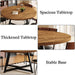 Large round Dining Table for 6-8, Wooden Dinner Table with Heavy Duty Metal Pedestal Base, for Kitchen Living Room, Space Saving, 59 Inch, Brown
