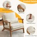 Beige Linen Mid Century Upholstered Armchair Lumbar