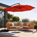10Ft Patio Umbrella with Base Included, Outdoor Offset Cantilever Umbrella, Infinite Tilt, Crank and Cross Base, Orange Red