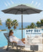 Patiokingdom Auto-Tilt 9FT Patio Umbrella Outdoor with 8 Sturdy Fiberglass Ribs,Market Table Umbrella for Pool,Backyard,Deck and Garden