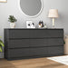 Black 9 Drawer Dresser for Bedroom, Long Dresser with Deep Drawer,Modern Wide Wood Storage Chest of Drawer, Bedroom Storage Furniture,Tv Stand for Living Room
