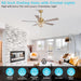 52 Inch Gold Ceiling Fans with Lights and Remote Crystal Chandelier Fan