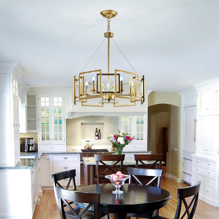 Gold GeometricMetal Pendant Chandelier 5 Light Fixture