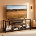 Modern TV Stand for Tvs up to 65 Inches, 3-Tier Entertainment Center, Industrial TV Console Table with Open Storage Shelves, for Living Room, Bedroom, Rustic Brown and Black ULTV097B01