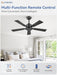 42 Inch Ceiling Fan No Light, Black Ceiling Fan without Lights, Quiet Reversible DC Motor, 6-Speeds, Small Ceiling Fan with Remote for Bedroom, Living Room, Patio, Indoor/Outdoor Use