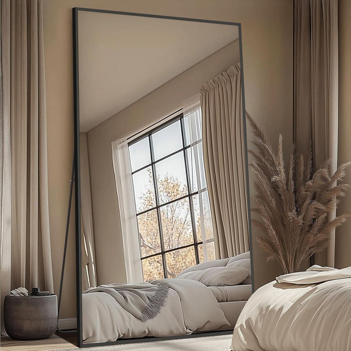 82"X44" Oversized Floor Mirror Freestanding, Oversized Mirror Full Length for Bedroom Living Room Dressing Room Gym Yoga Hair Salon, Black Mirror Full Length with Shatterproof Tempered Glass
