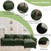 120Inch Green Modular Sectional Sofa Featuring Ottoman
