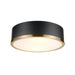 Irving Park 2-Light Flush Mount, Matte Black Finish, Burnished Brass Accents, Frosted Glass Shade, LED Bulbs Included