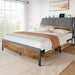 Queen Bed Frame, Ergonomic Padded Headboard, Integrated Charging Ports, Storage in the Headboard, Robust Construction, Quiet Comfort, and Designed to Be Used without a Box Spring