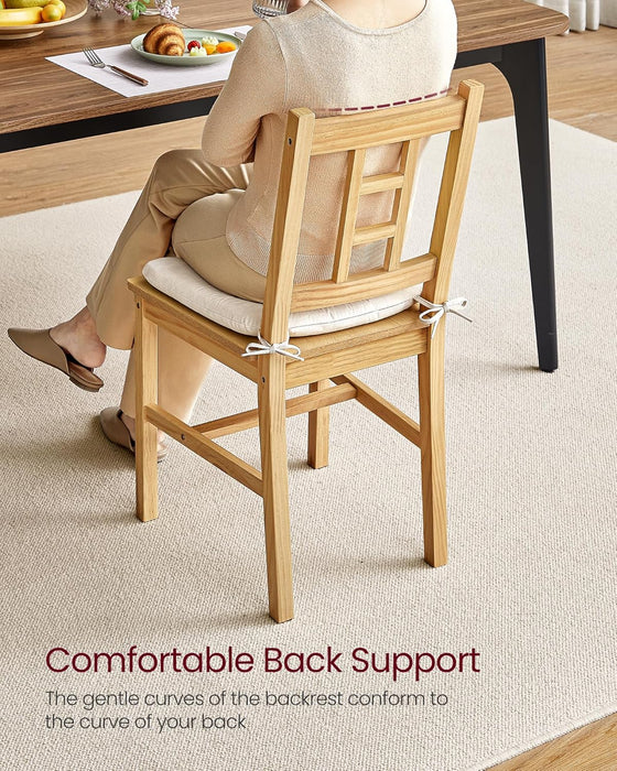 Wooden Dining Chairs, Set of 4, Kitchen and Dining Room Chairs, Removable Cushion, Curved Back, Each Supports 264 Lb, Golden Oak UKDC150N14