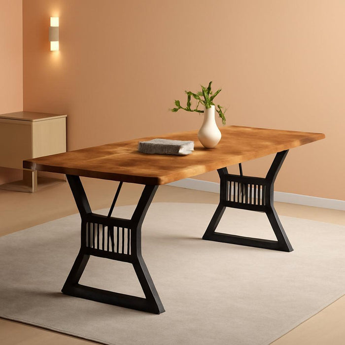 70.8 Inch Dining Table 4-6 Person, Kitchen Table with Heavy Duty Metal Legs, Farmhouse Dining Room Table for Kitchen, Living Room