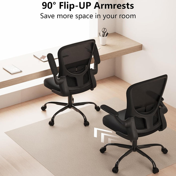 Ergonomic Office Chair, Comfort Swivel Home Office Task Chair, Breathable Mesh Desk Chair, Lumbar Support Computer Chair with Flip-Up Arms and Adjustable Height
