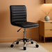 Adjustable Task Chair PU Leather Low Back Ribbed Armless Swivel Black Desk Chair Office Chair Wheels