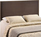 Region Linen Fabric Upholstered Queen Headboard in Dark Brown with Nailhead Trim