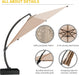 12Ft Offset Cantilever Patio Umbrella with Base Included, Large round Aluminum Outdoor Umbrella, 360° Rotation & Infinite Tilt, Heavy Duty Frame for Deck Pool Backyard, Beige