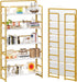 No Assembly Extra Wide 5 Tier Folding Bookshelf Tall Storage Shelves Vintage Bookcase Standing Racks for Bedroom Living Room Home Office