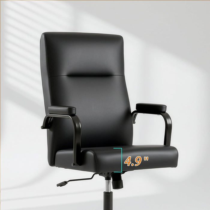OWTHY Office Desk Chair,Leather Conference Room Chairs with Wheels,Modern High Back Executive Office Chair with Memory Foam,Ergonomic Swivel Computer Chair for Home Office,Black