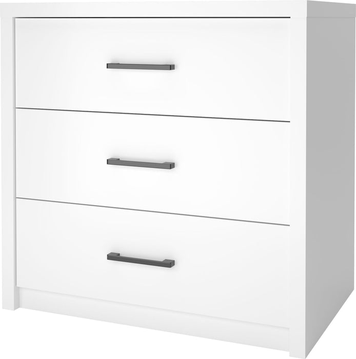 3 Drawer Dresser for Bedroom, Wood Samll Chest of Drawers with Wide Storage Organizer, Mid-Century Modern Tall Nightstand for Closet, Entryway, Hallway, White