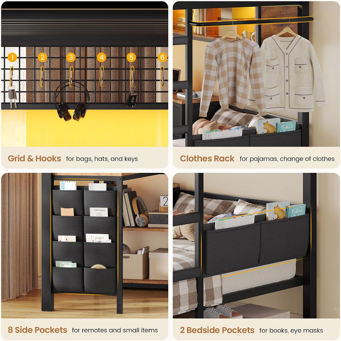 Black Twin Over Twin Bunk Bed SpaceSavingStorageSolution