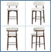 26″ Bar Stools Set of 4, Counter Height Bar Stools with Wood Legs, Upholstered Modern Kitchen Barstools with Back, Linen Fabric, Metal Footrest, for Kitchen Island Dining Room Bar, Beige