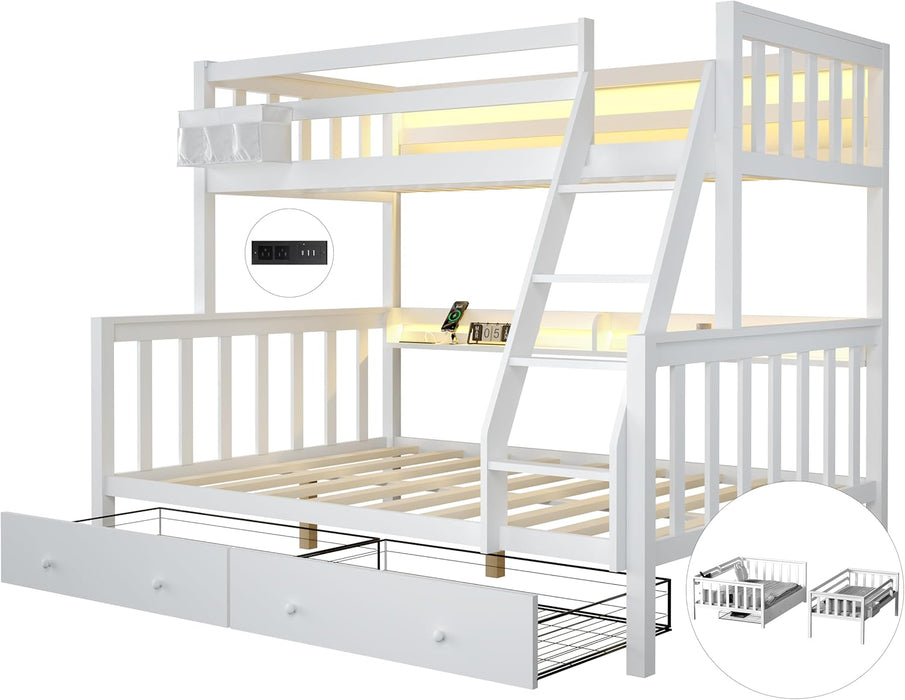 Twin Over Twin Bunk Bed With DetachableGuardrailSystem