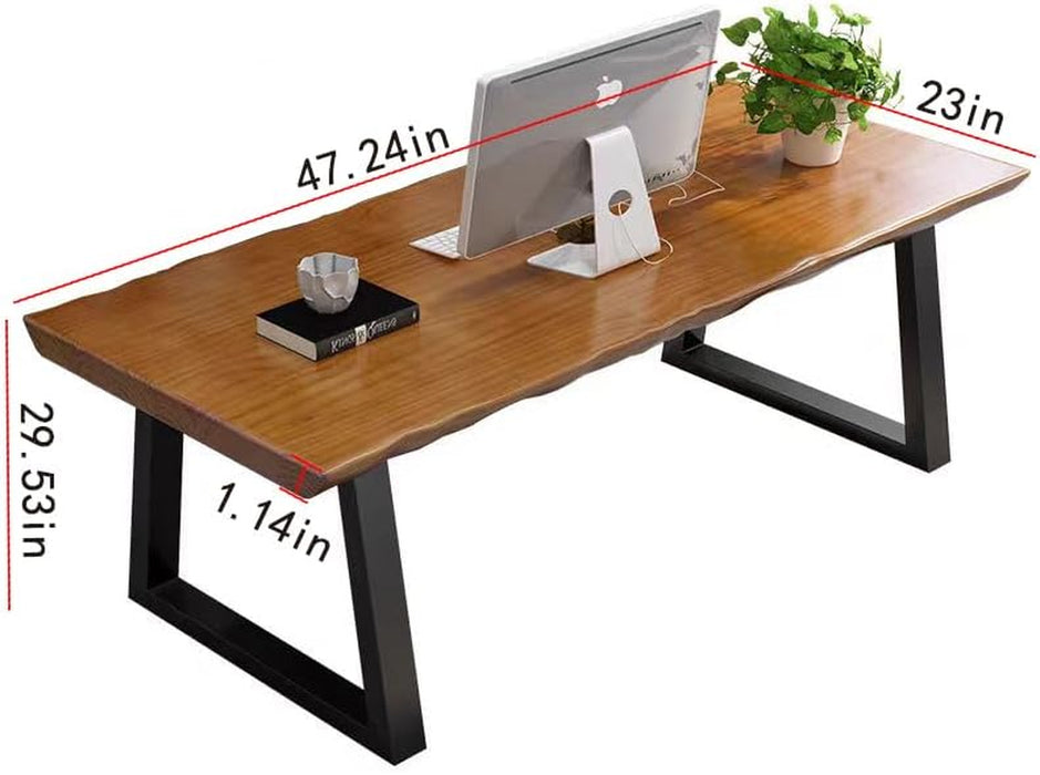 Modern Solid Wood Executive Desk – Spacious and Minimalist Home Office Workstation Perfect for Writing and Professional Use (Light Brown, 47In)