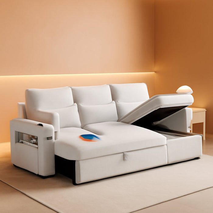 81-Inch L-Shaped CornerStorageUnit Deluxe Sectional SofaBed