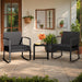 3 Pieces Outdoor Furniture Set Patio Bistro Rocking Chairs with Glass Coffee Table for Pool Beach Backyard Balcony Porch Deck Garden, Black