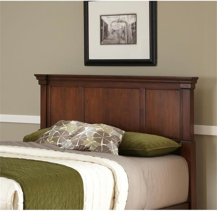 52" X 82" Traditional Wood King Headboard with Recessed Frame Moldings and Carved Detailed, Some Assembly Required, in Warm Cherry Brown Finish