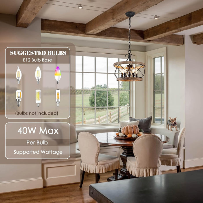 15.7 Inches Farmhouse Chandelier Five Light Dining