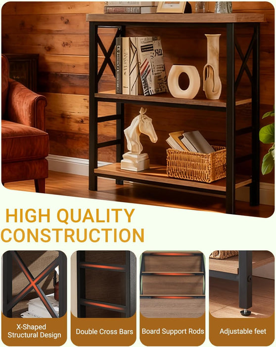 Brown IndustrialGrade 3 Tier Bookcase With Backboard