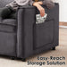 Dark Grey Convertible Sleeper Sofa Adjustable Backrest