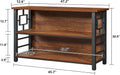 Book Shelf, 3 Tier Long Bookshelf with Storage, Engineered Wood and Metal Shelf Bookcase, Low Short Bookcases for Small Space, Living Room, Bedroom, Office, Rustic Brown