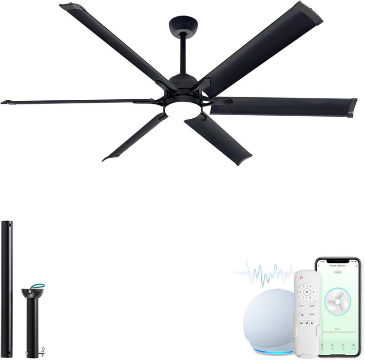 Brushed Aluminum Smart Ceiling Fan Featuring Remote