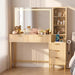 48" Makeup Vanity Desk with Mirror & Lights, Glass Top Table for Bedroom | Wooden Vanity Table, 5 Drawers, 3 Adjustable Shelves, Built-In Charging Station, 3 Color Lighting Modes, Bedroom Dressing
