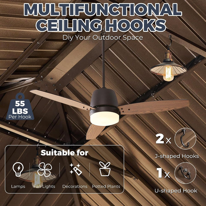 12X16FT Hardtop Gazebo, Outdoor Pergolas with Mosquito Netting and Curtains, Double Galvanized Steel Roof Permanent Aluminum Gazebo W/Sturdy Hooks for Patio, Deck, Backyard, Lawn, and Garden