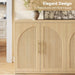 63" Fluted Buffet Cabinet, Oak Credenza with Adjustable Shelf