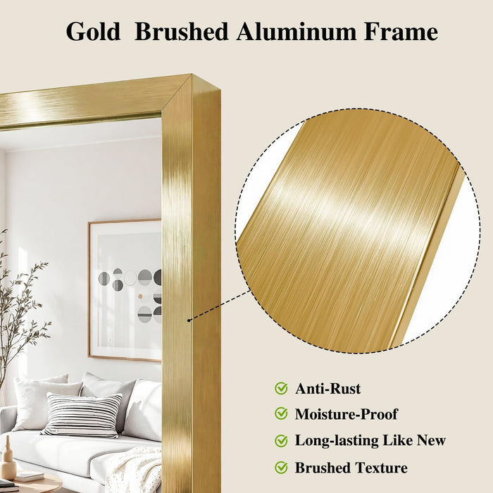 Gold Mirrors for Wall, 30X55 Inch Bathroom Mirror, Rectangular Wall Mirror for Living Room Bedroom Bathroom, Hangs Horizontally or Vertically