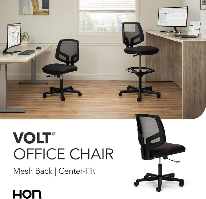 Volt Ergonomic Office Chair, Armless, Office Desk Computer Chair, Black