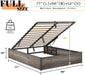 Lift up Storage Bed, Full Bed Frame with Storage Underneath, Wooden Platform Bed Frame, Solid Wood Slats Support, No Fixed Headboard, No Box Spring Needed, Rustic Grey